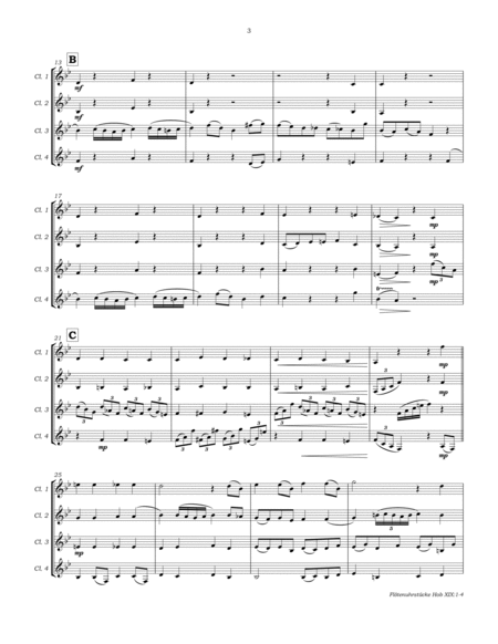 Flötenuhrstücke HobXIX:1-4 for Clarinet Quartet image number null