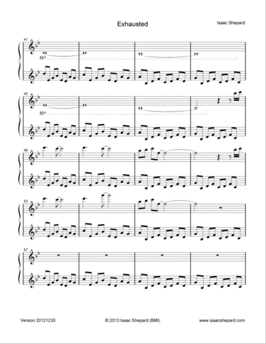 Exhausted Piano Solo scores gallery preview page 3