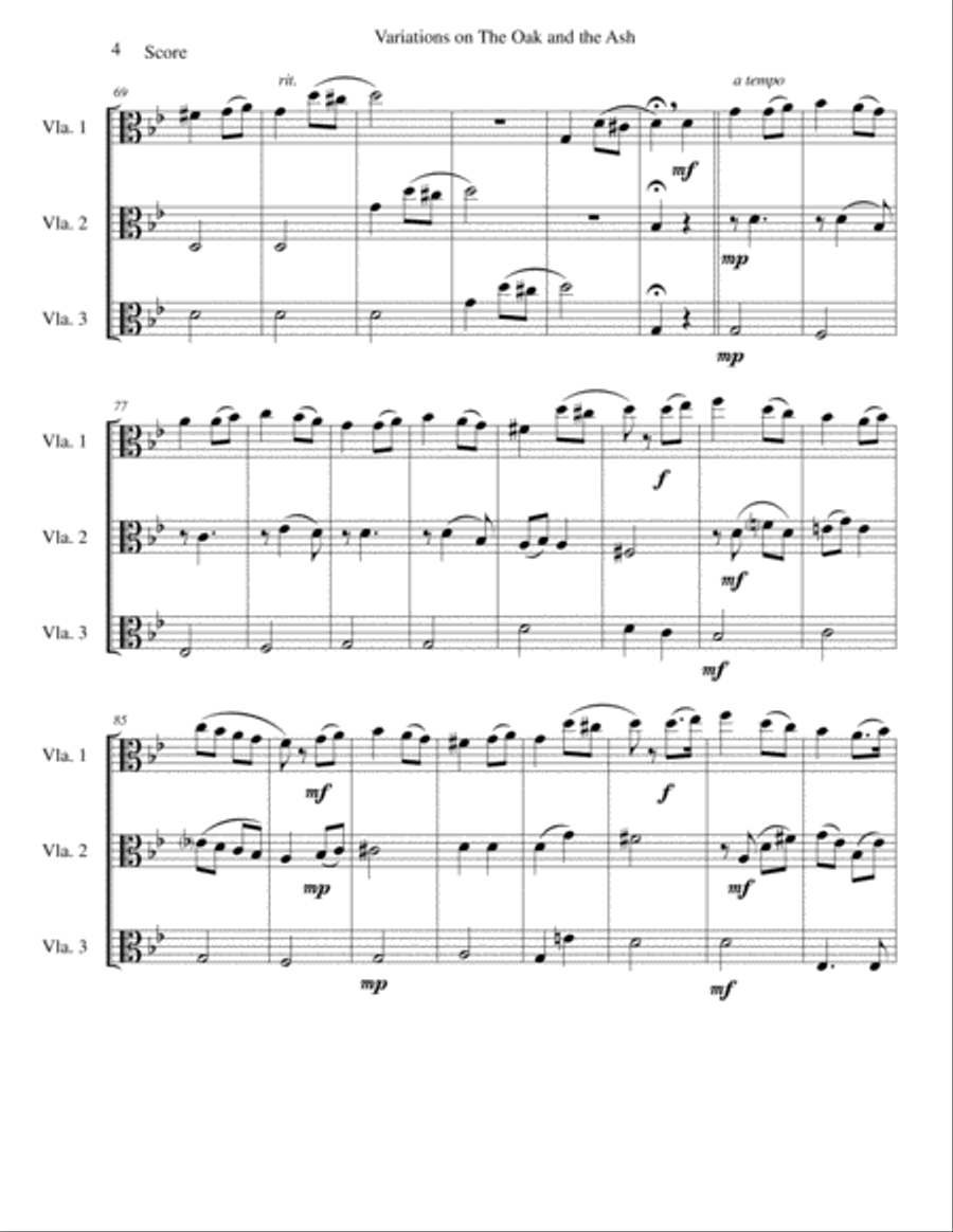 Variations on The Oak and the Ash (A north country Maid) for viola trio Viola Solo scores gallery preview page 4