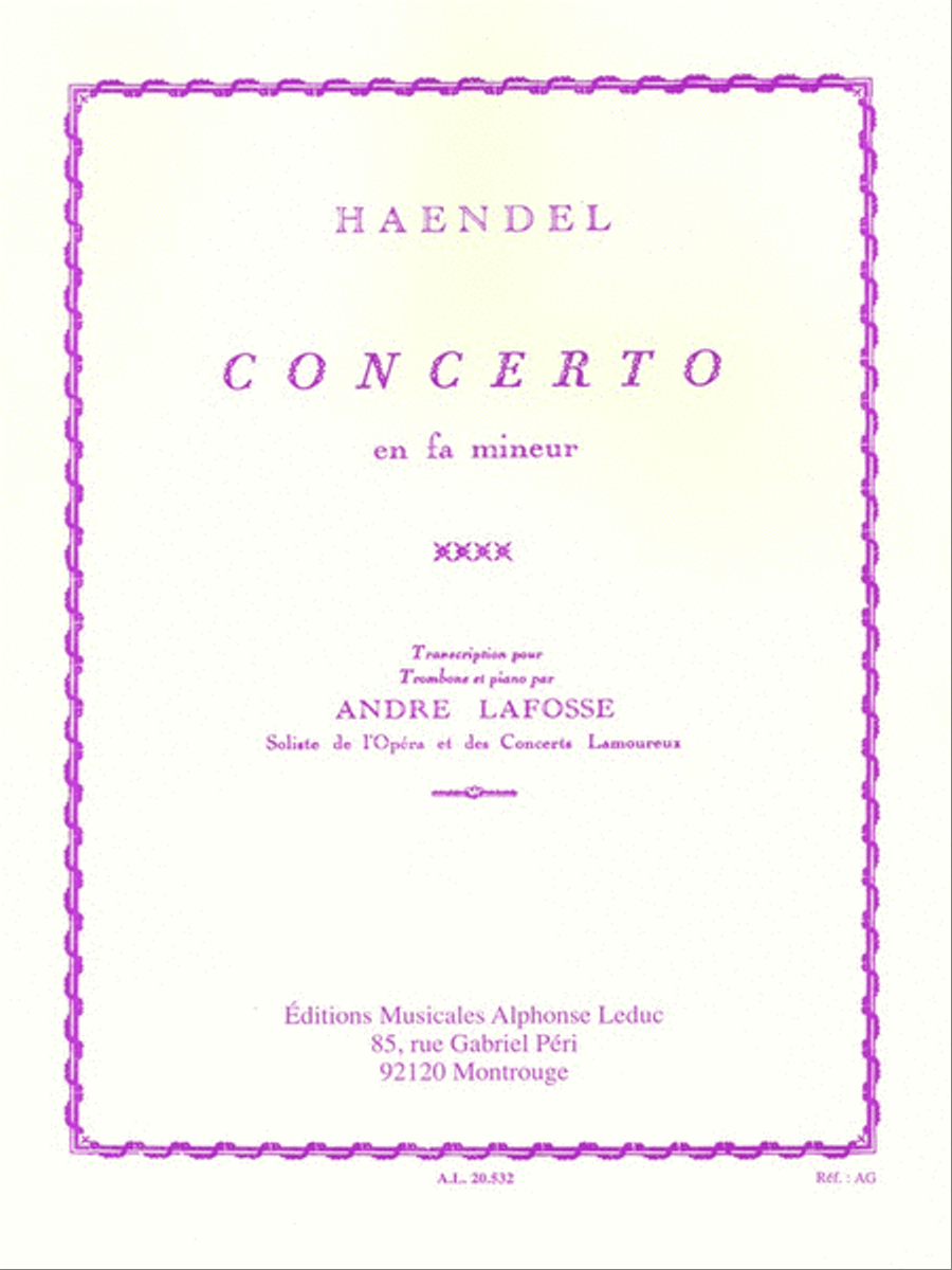 Concerto In F Minor (trombone And Piano) Piano Accompaniment scores gallery preview page 1