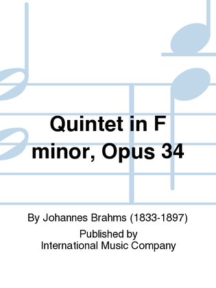 Book cover for Quintet In F Minor, Opus 34