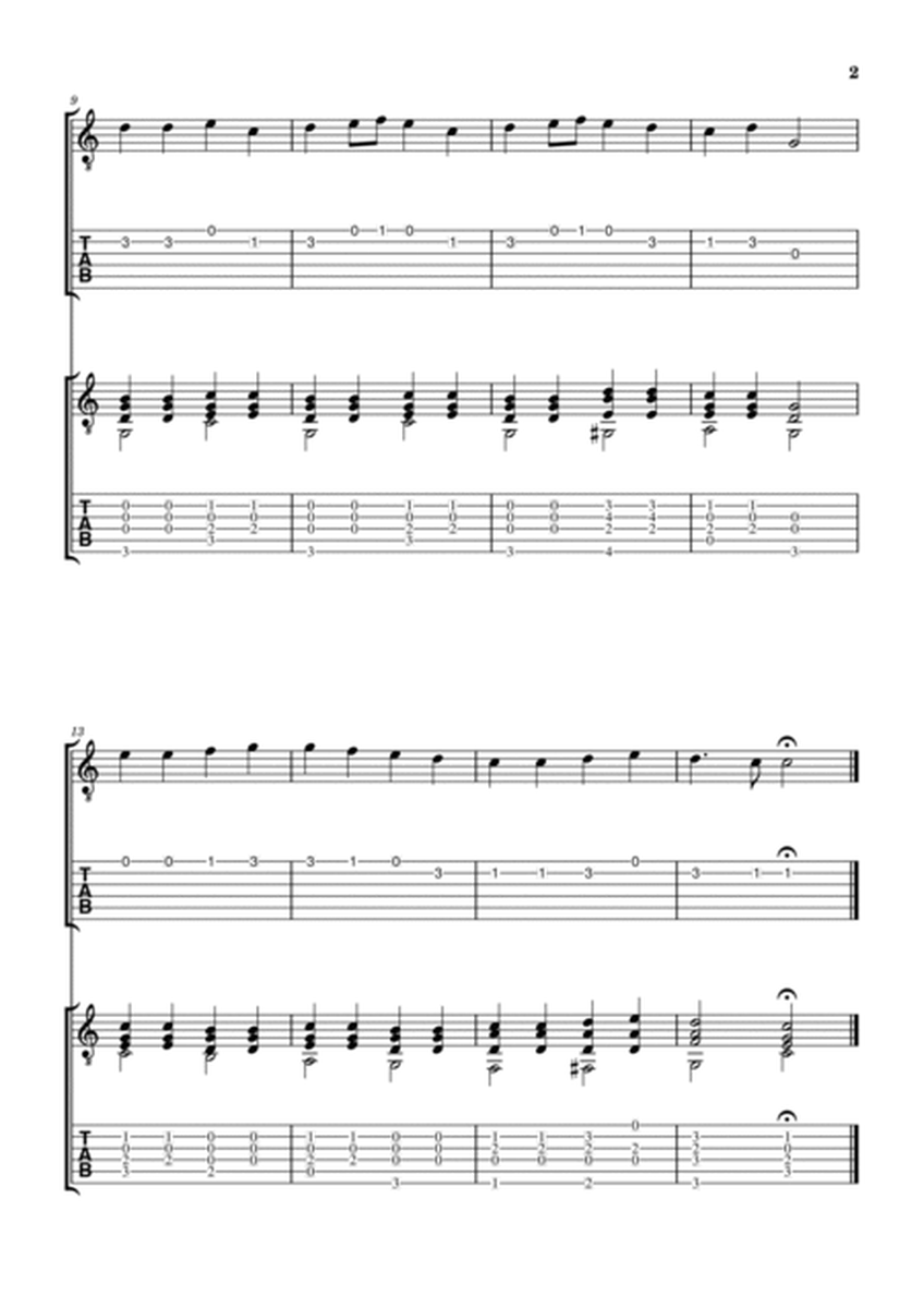 Three levels of Ode to Joy - Guitar w/ TAB image number null