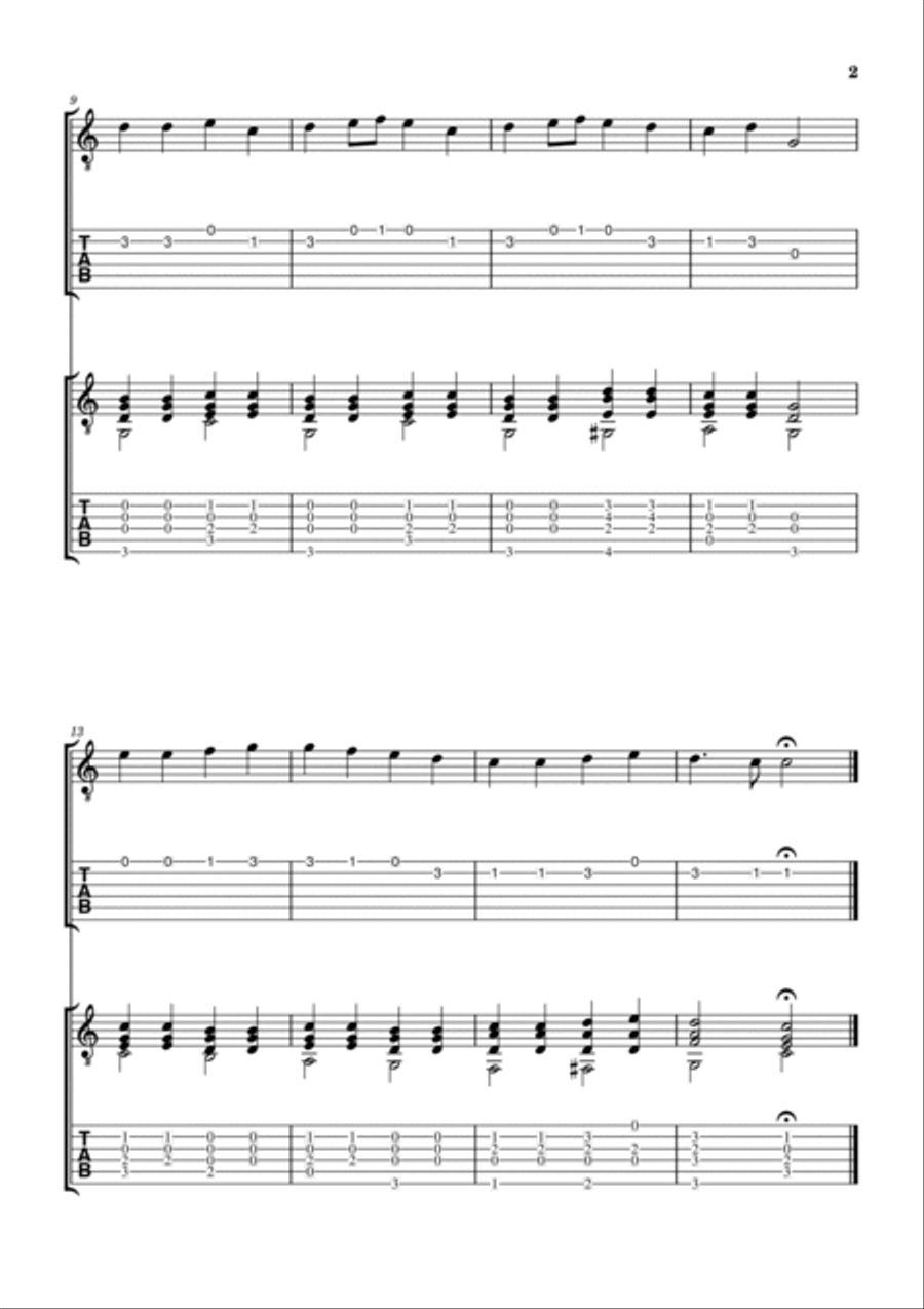 Three levels of Ode to Joy - Guitar w/ TAB image number null