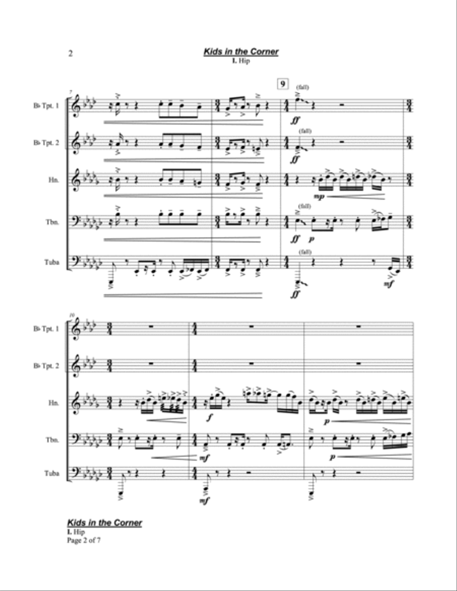 Kids in the Corner Brass Quintet scores gallery preview page 4
