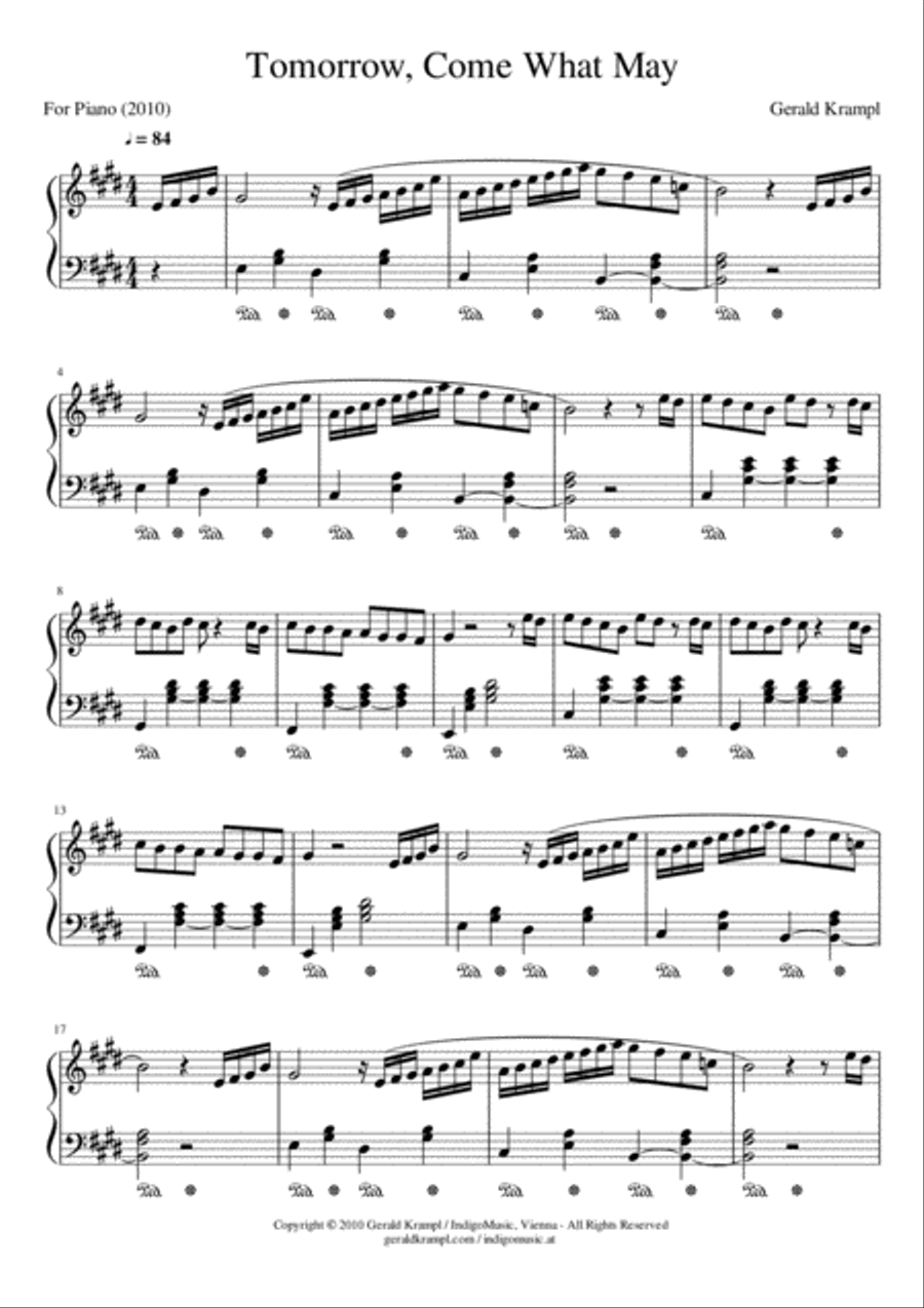 Tomorrow, Come What May Piano Solo scores gallery preview page 2