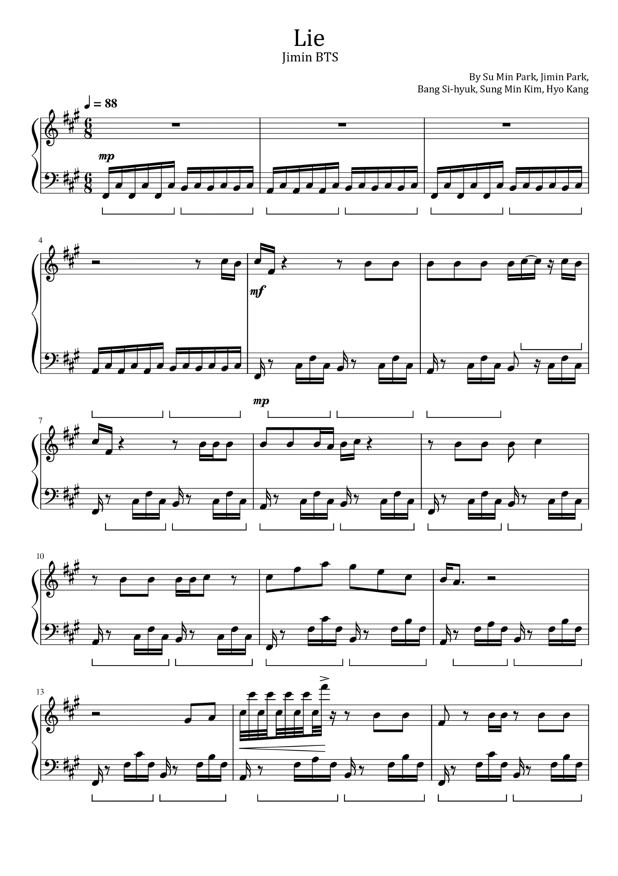 Lie Piano Solo scores gallery preview page 1