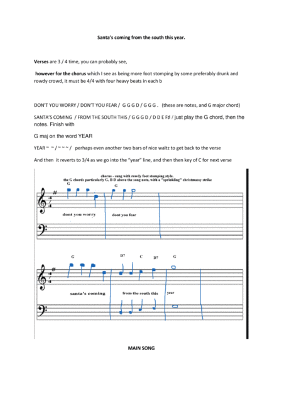 SANTA'S COMING FROM THE SOUTH THIS YEAR Piano, Vocal, Guitar scores gallery preview page 1
