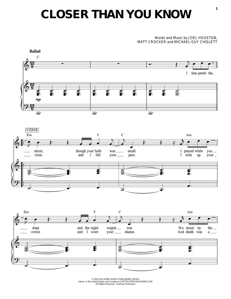 Closer Than You Know Voice scores gallery preview page 1