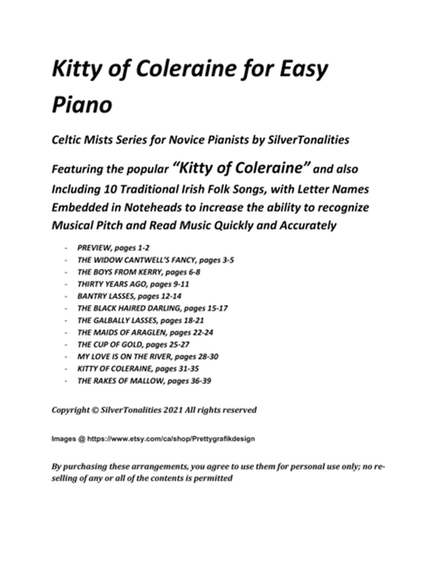 Kitty of Coleraine for Easy Piano