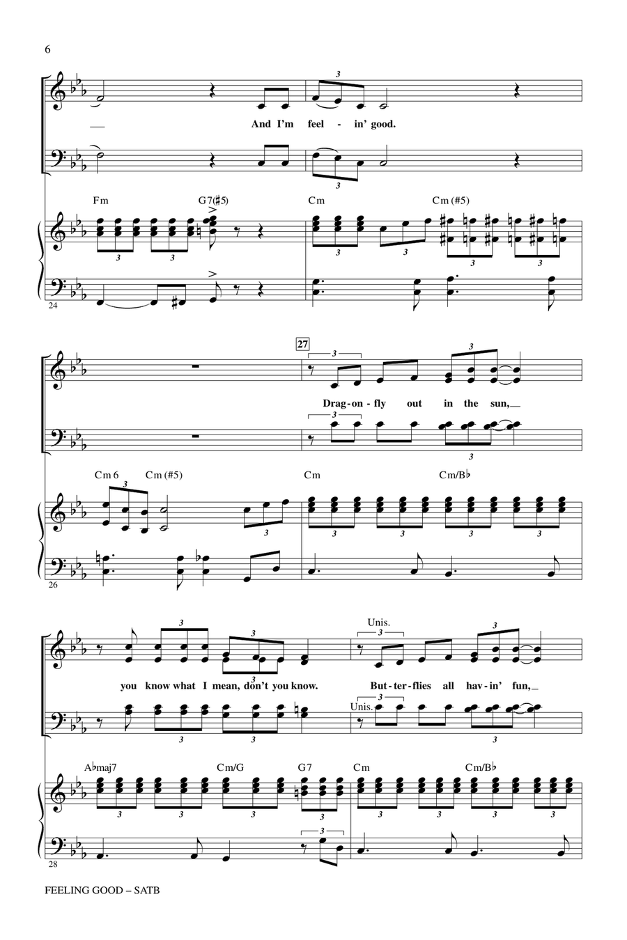 Feeling Good (arr. Alan Billingsley) 4-Part scores gallery preview page 5