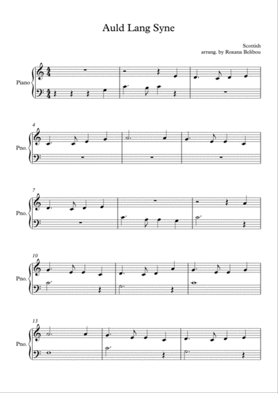 Auld Lang Syne Easy Piano scores gallery preview page 1