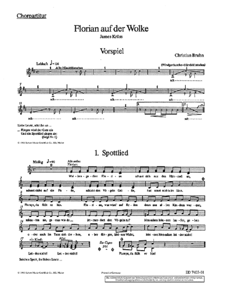 Florian Auf Der Wolke Choral Score