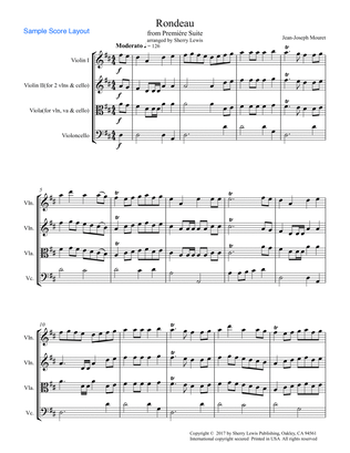 RONDEAU by Mouret, String Trio, Intermediate Level for 2 violins and cello or violin, viola and cell
