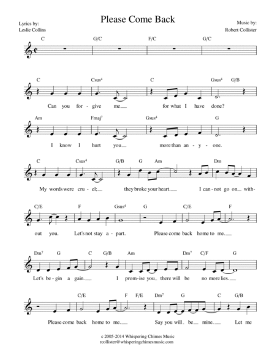 Please Come Back Voice Solo scores gallery preview page 2
