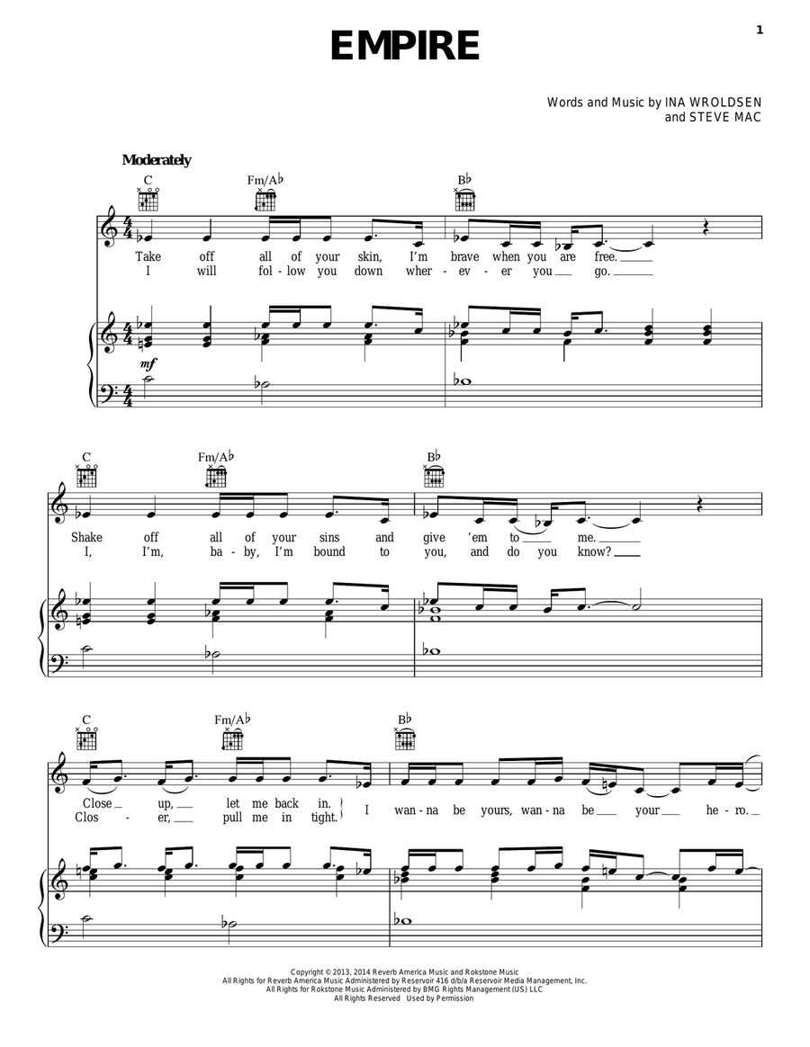 Empire Piano, Vocal, Guitar scores gallery preview page 1