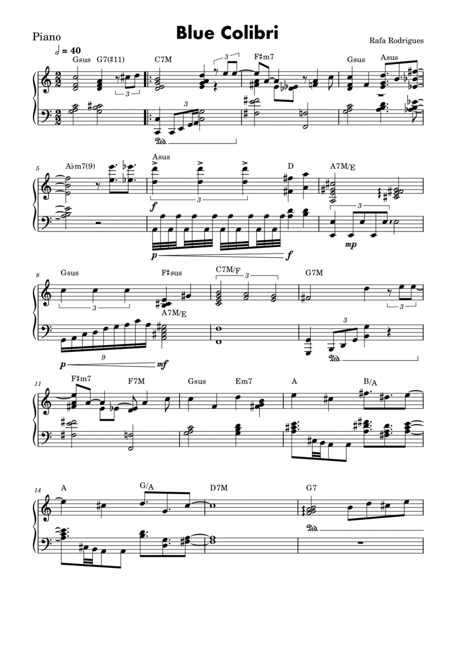 Blue Colibri Blue Colibri Piano Solo scores gallery preview page 1