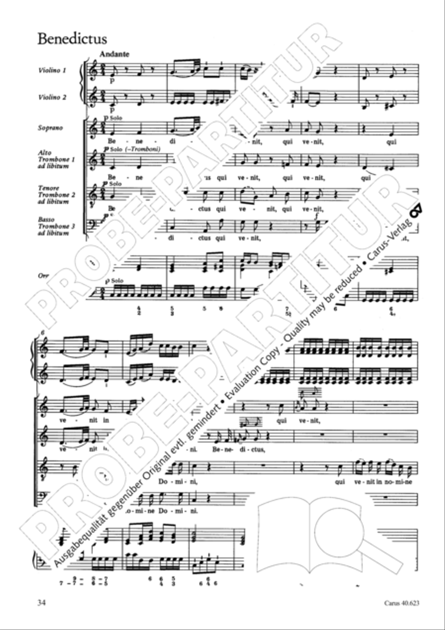 Missa brevis in G major 4-Part scores gallery preview page 35