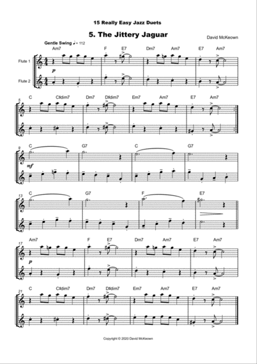 15 Really Easy Jazz Duets for Flute Duet Flute Duet scores gallery preview page 6