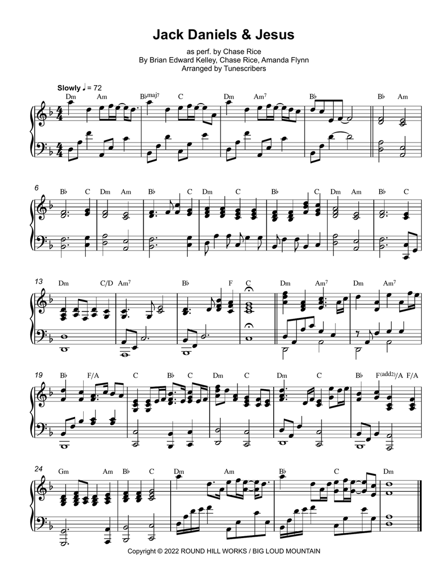 Jack Daniels & Jesus Piano Solo scores gallery preview page 1