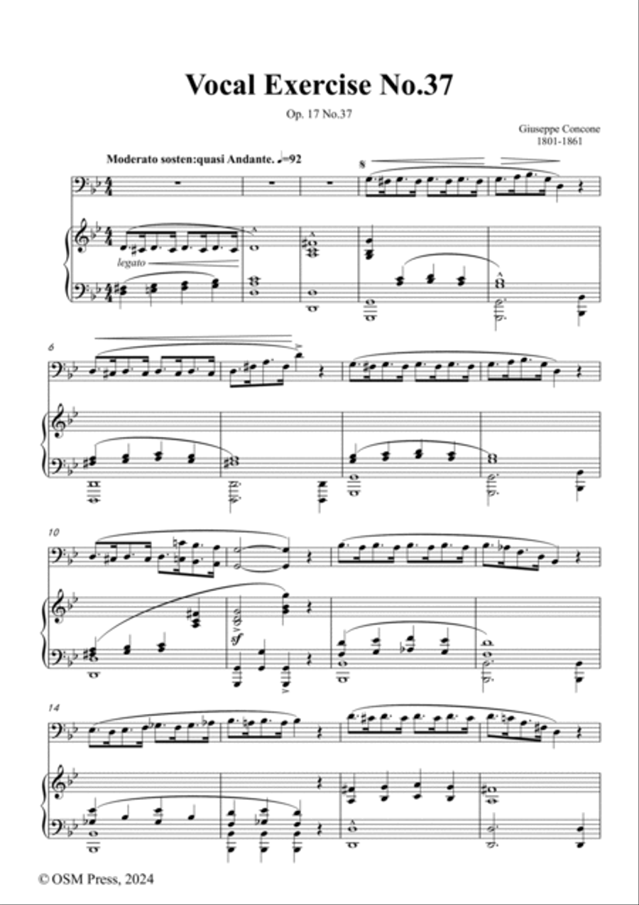 G. Concone-Vocal Exercise No.37,for Contralto(or Bass) and Piano Piano scores gallery preview page 2
