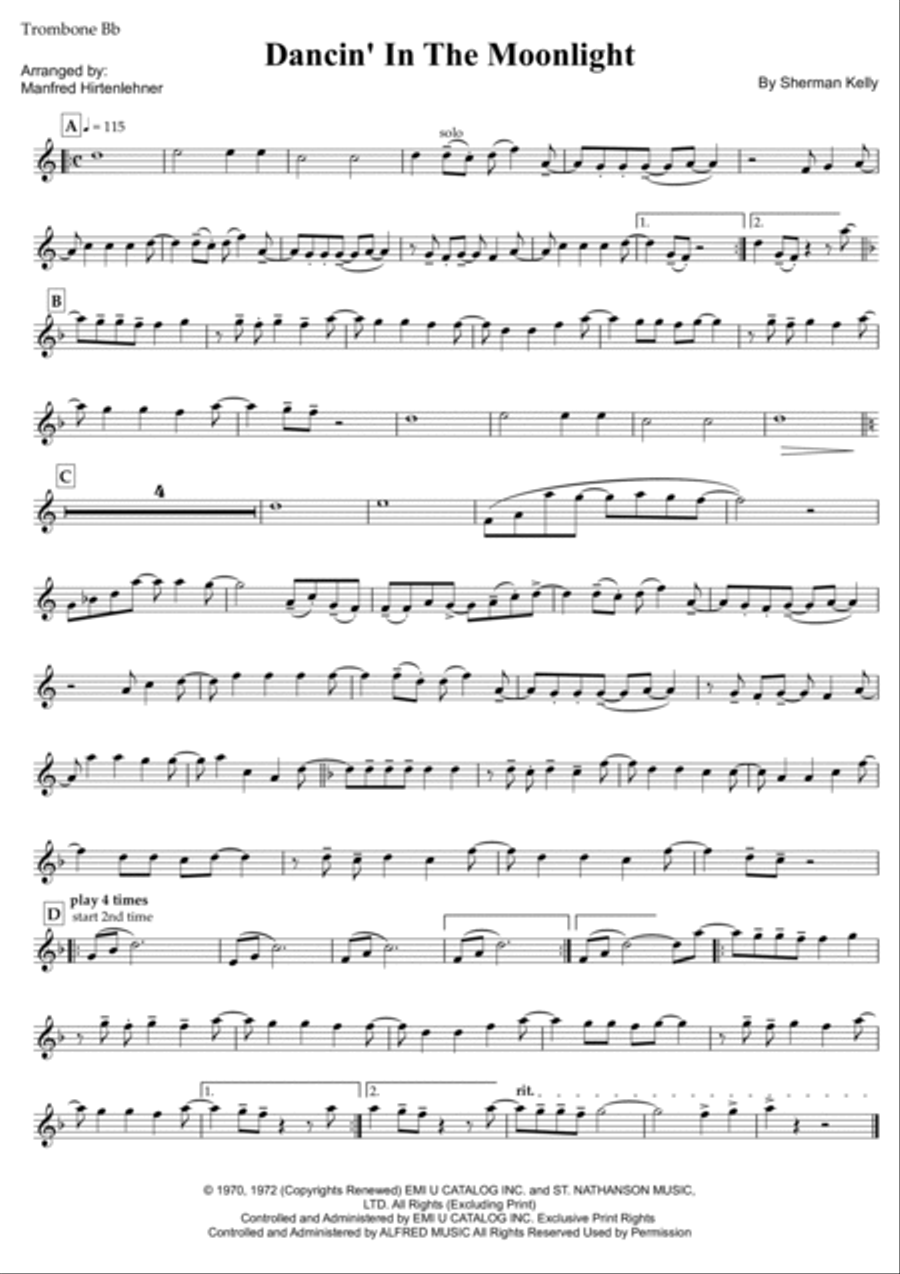 Dancin' In The Moonlight Dancin' In The Moonlight Brass Ensemble scores gallery preview page 3