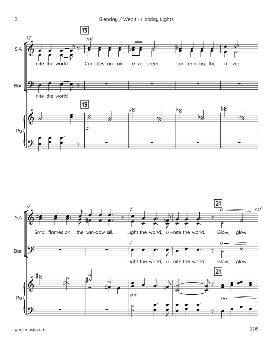 Holiday Lights for three-part chorus and piano 3-Part scores gallery preview page 2