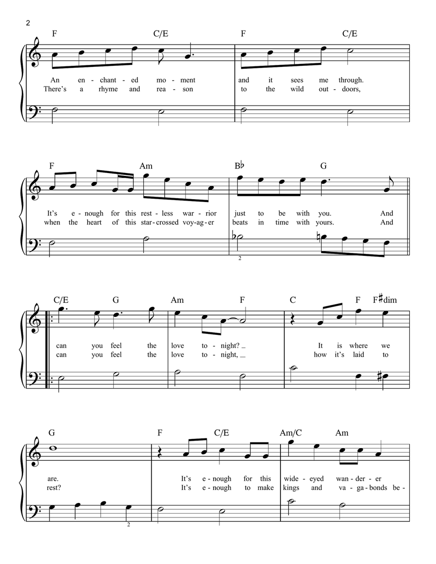 Can You Feel The Love Tonight (from The Lion King) Easy Piano scores gallery preview page 2
