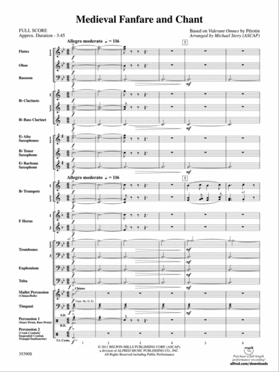 Medieval Fanfare and Chant Concert Band scores gallery preview page 2