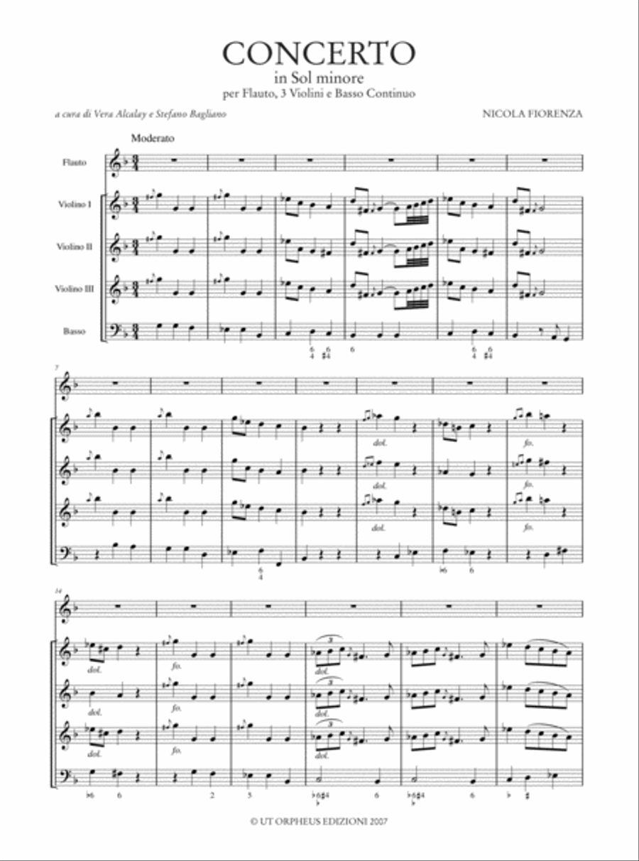 Concerto in G Minor for Treble Recorder (Flute), 3 Violins and Continuo Flute scores gallery preview page 2