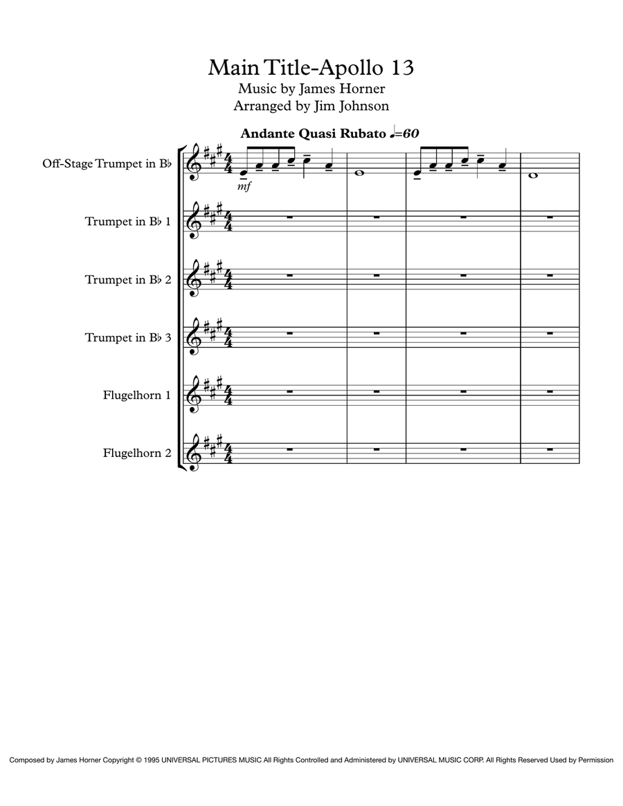 Main Title - Apollo 13 Brass Ensemble scores gallery preview page 1