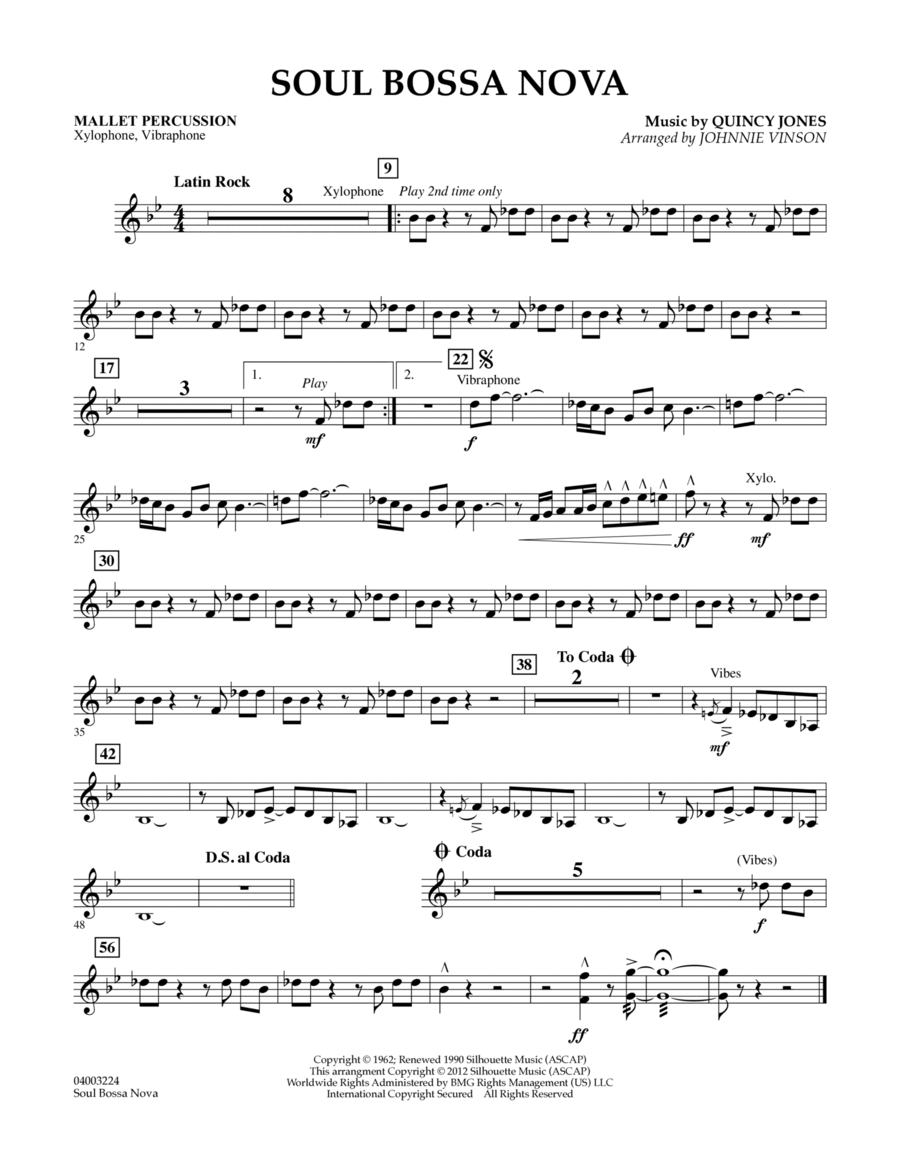 Soul Bossa Nova (arr. Johnnie Vinson) - Mallet Percussion Concert Band scores gallery preview page 1