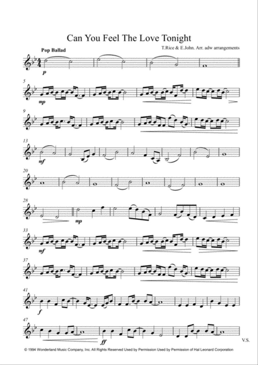 Can You Feel The Love Tonight String Quartet scores gallery preview page 6