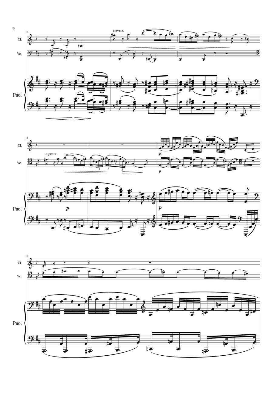Brahms - Clarinet Trio, Op.114 2nd Mvt - For Clarinet in A, Violoncello & Piano Original Clarinet Trio scores gallery preview page 2