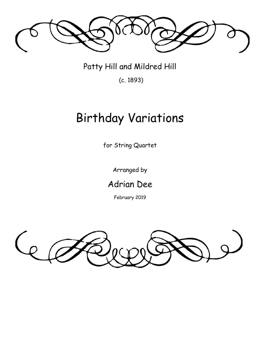 Birthday Variations (string quartet) String Quartet scores gallery preview page 1