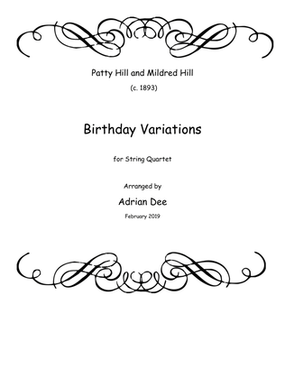 Book cover for Birthday Variations (string quartet)