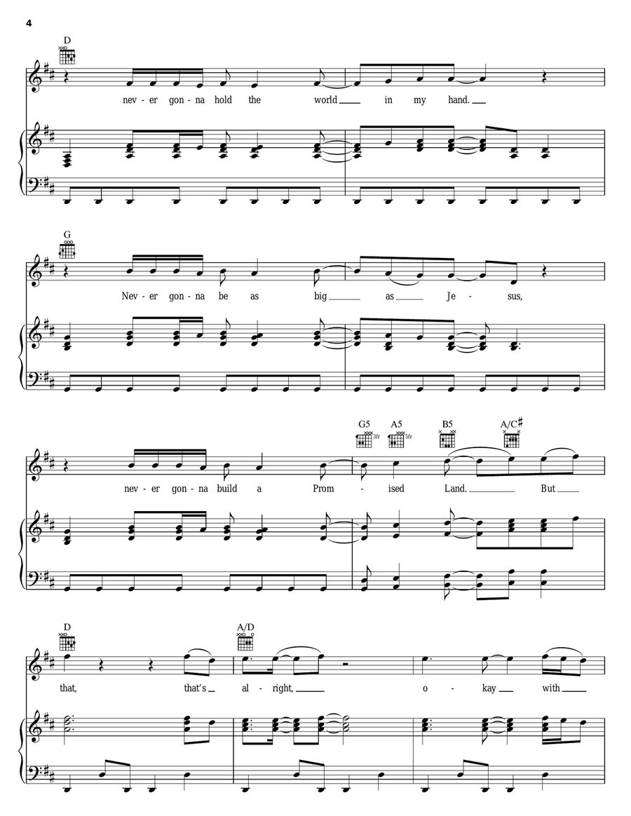 Never Gonna Be As Big As Jesus Piano, Vocal, Guitar scores gallery preview page 4