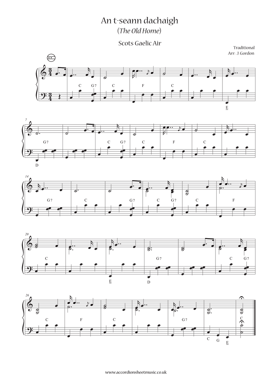 An t-seann dachaigh (The Old Home) Accordion scores gallery preview page 1