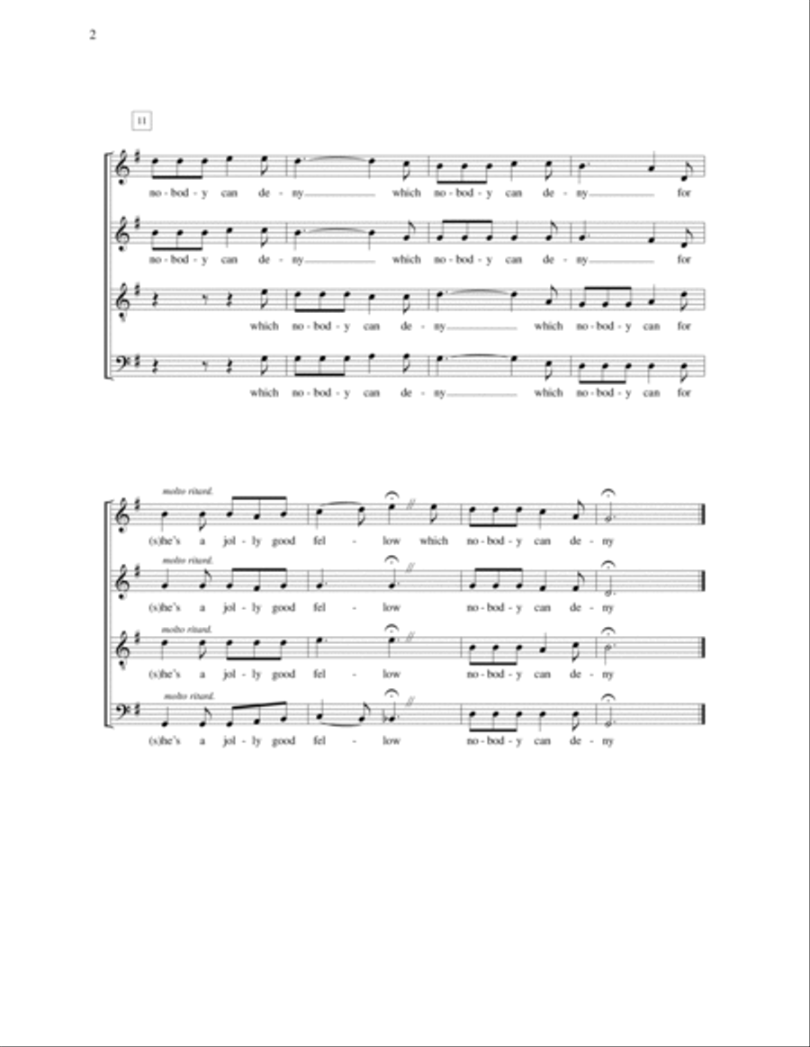 For (S)He's a Jolly Good Fellow 4-Part scores gallery preview page 2