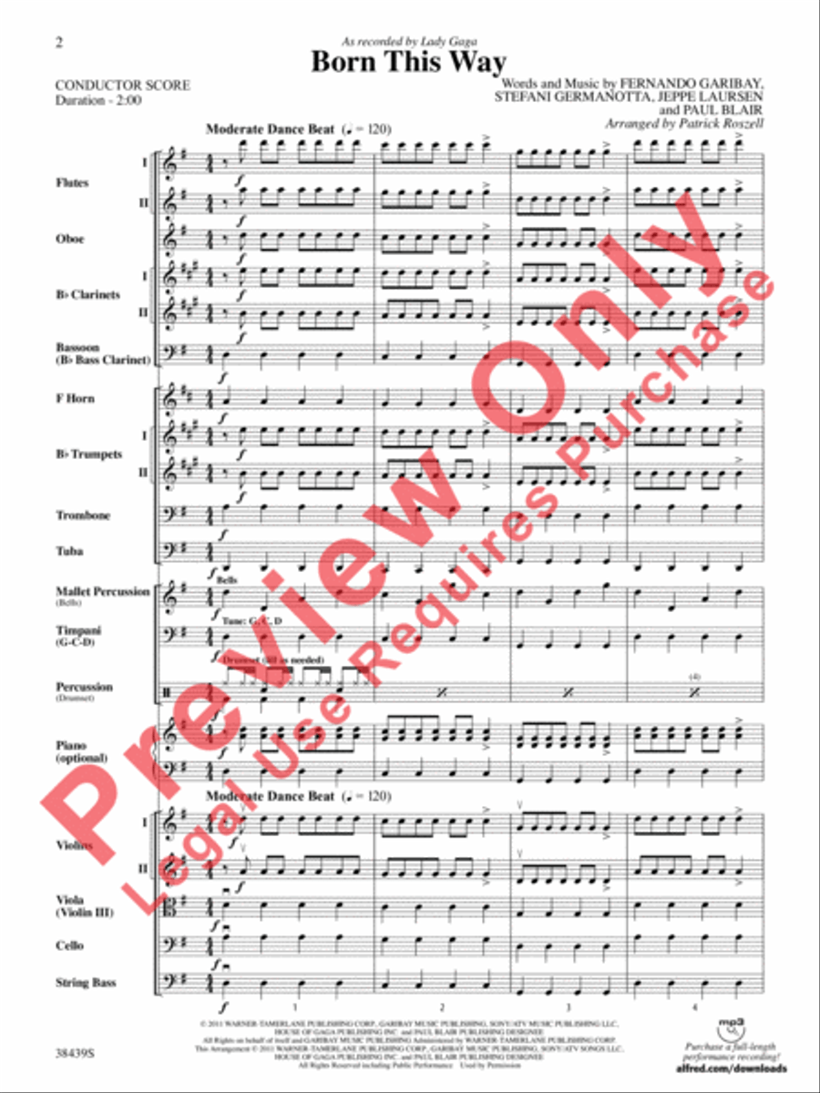 Born This Way Full Orchestra scores gallery preview page 3