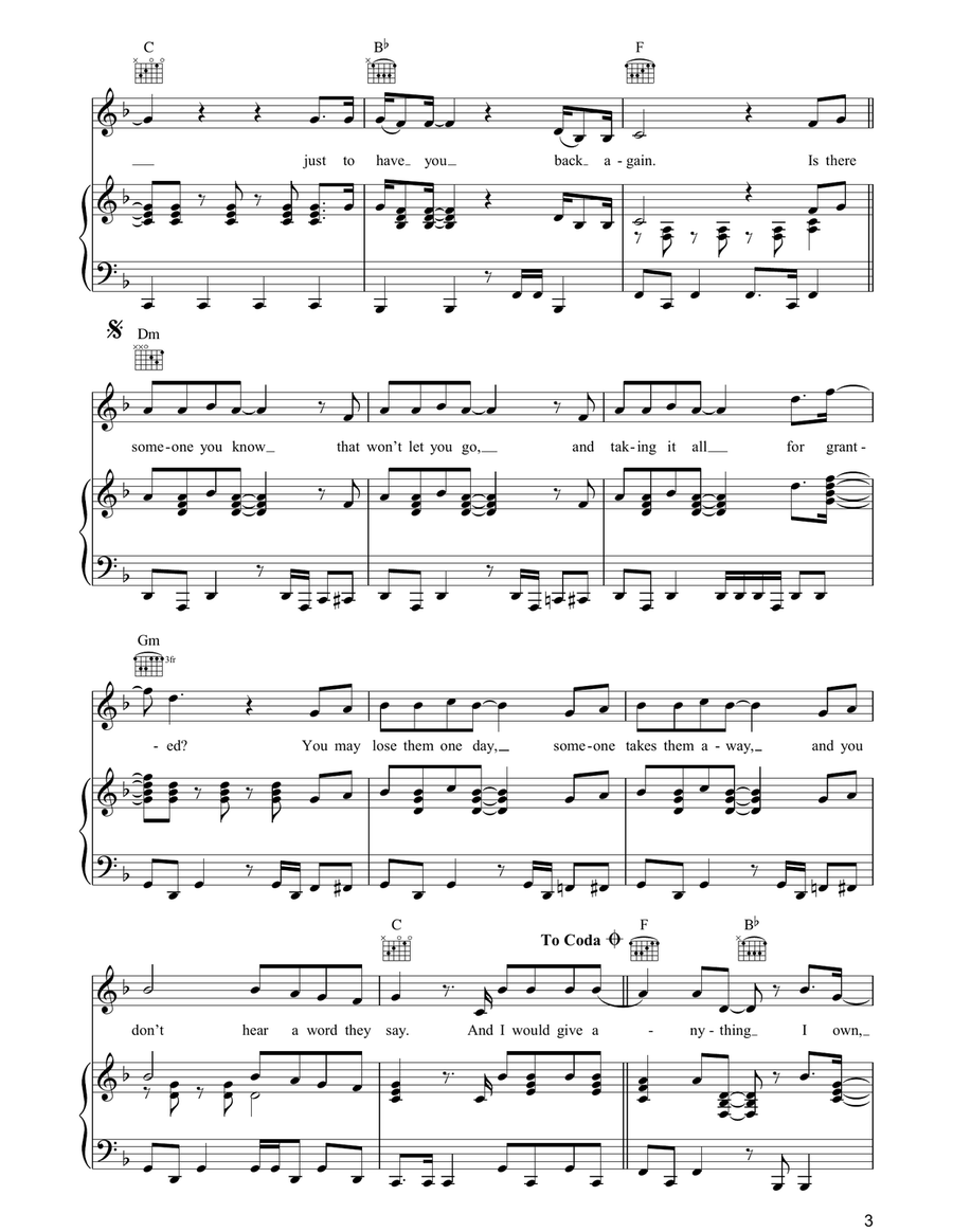 Everything I Own Piano, Vocal, Guitar scores gallery preview page 3