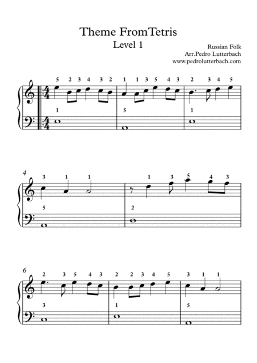 Theme From Tetris Theme From Tetris Easy Piano scores gallery preview page 1