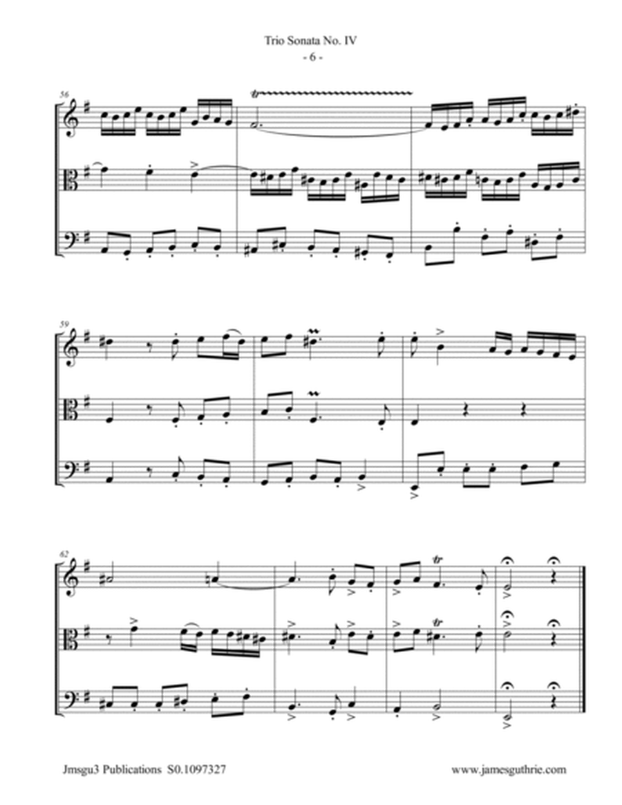 BACH: Trio Sonata No. 4 BWV 528 for String Trio image number null