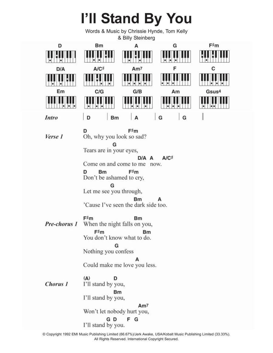 I'll Stand By You Piano scores gallery preview page 1
