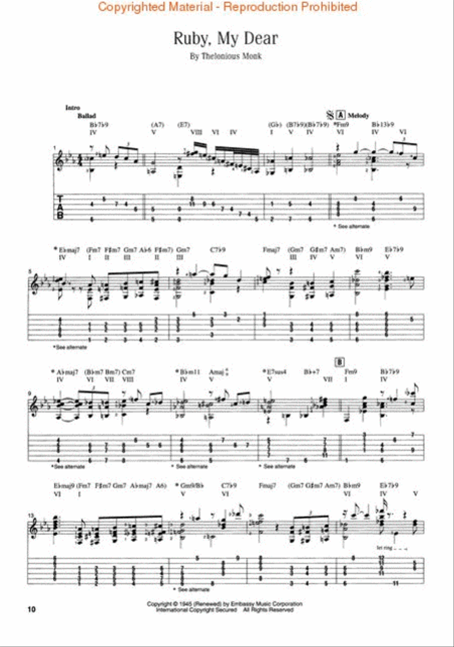 Thelonious Monk for Guitar Electric Guitar scores gallery preview page 2