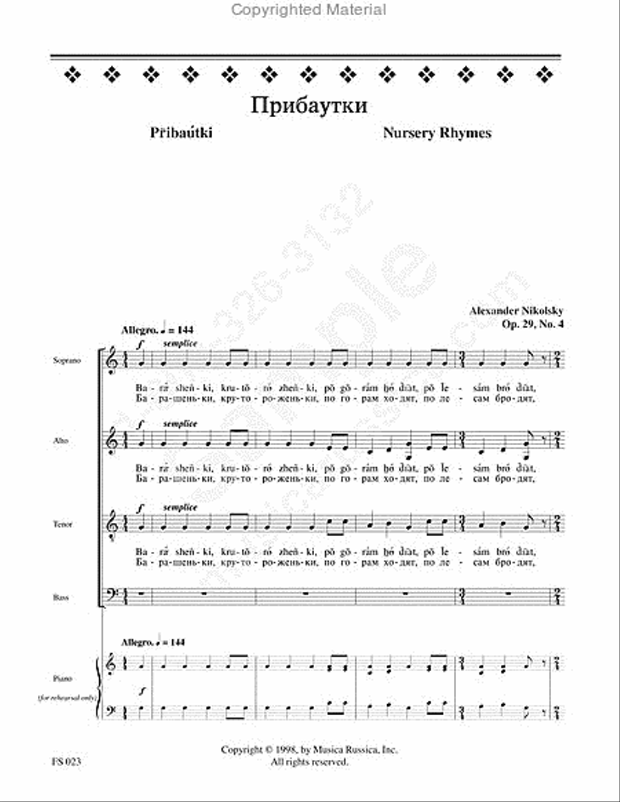 Nursery Rhymes 4-Part scores gallery preview page 2