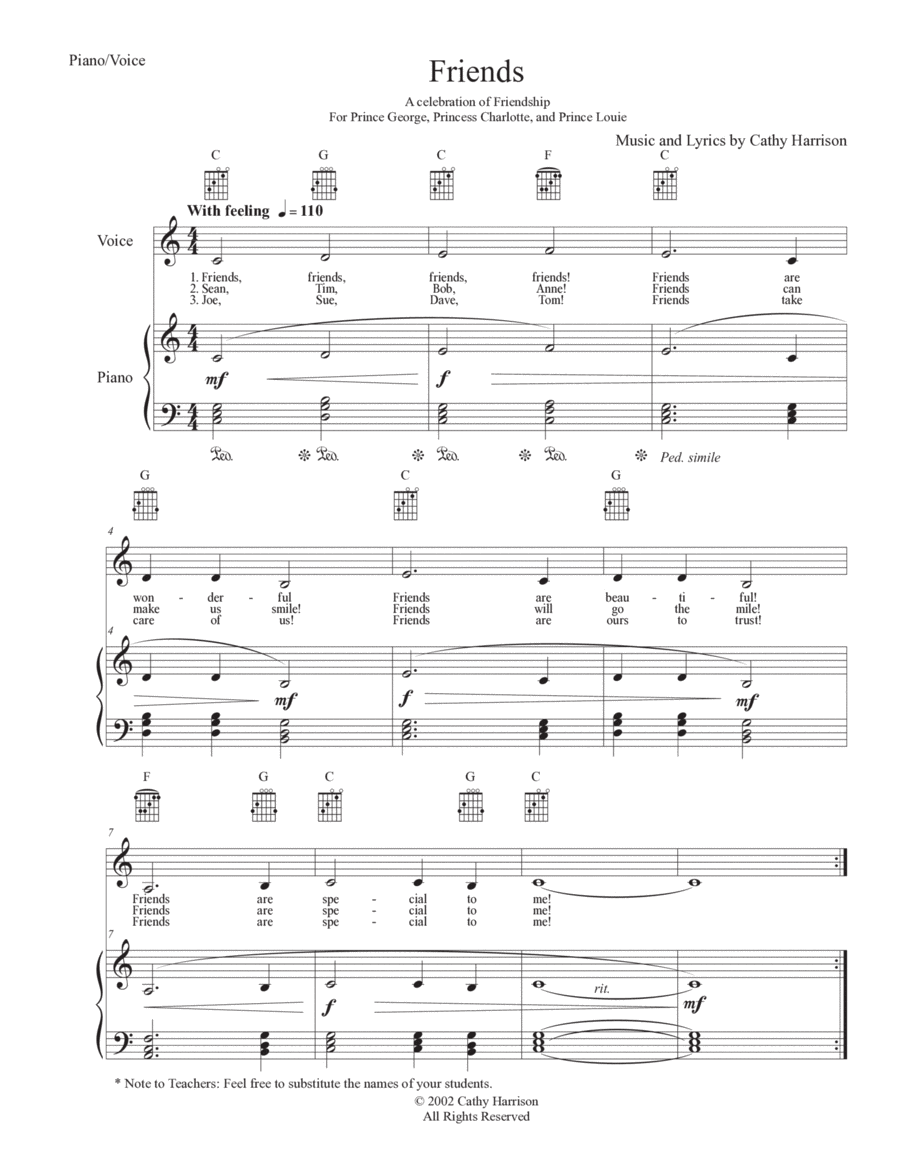 Friends Piano, Vocal, Guitar scores gallery preview page 1
