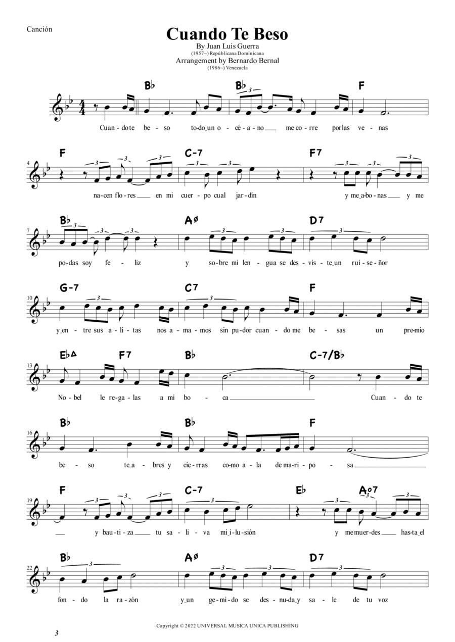 Cuando Te Beso Cuando Te Beso Piano scores gallery preview page 1