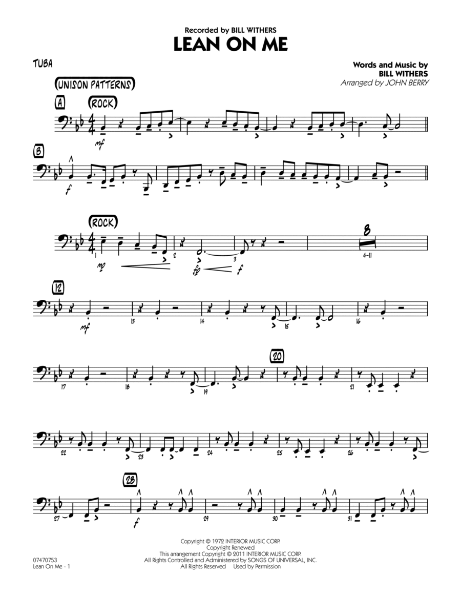 Lean On Me - Tuba Jazz Ensemble scores gallery preview page 1