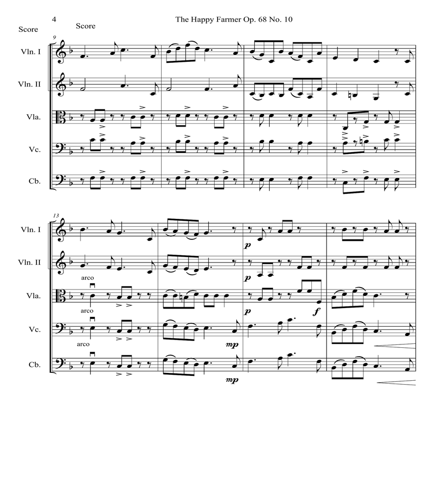 Two Favorite Robert Schumann Tunes Arr. For String Orchestra image number null