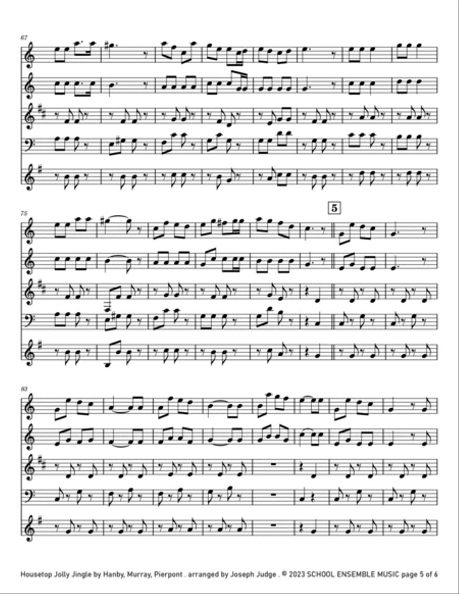 Housetop Jolly Jingle for Woodwind Quartet in Schools Woodwind Quartet scores gallery preview page 5